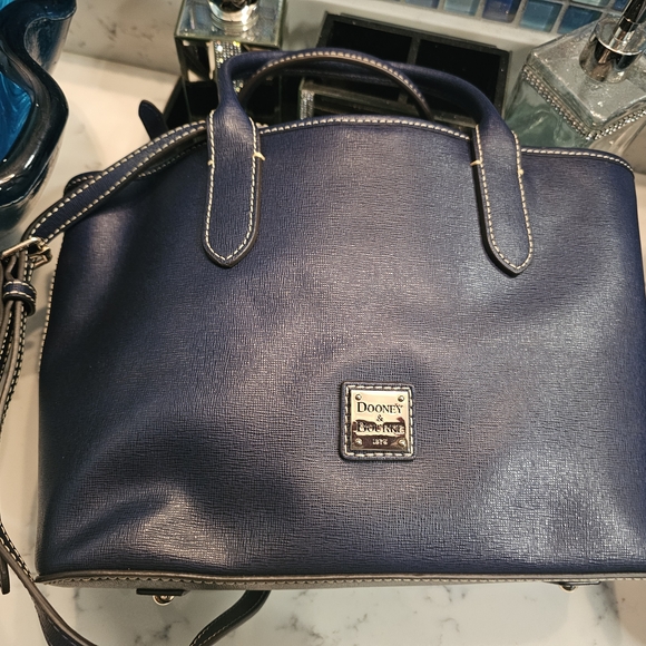Dooney & Bourke Navy Saffano Brielle Tote Dark Blue Satchel